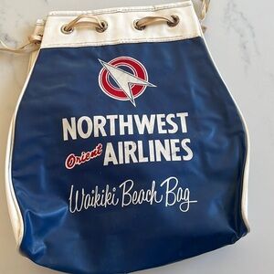1950's Northwest Orient‎ Airlines Vtg Waikiki Beach Bag Drawstring